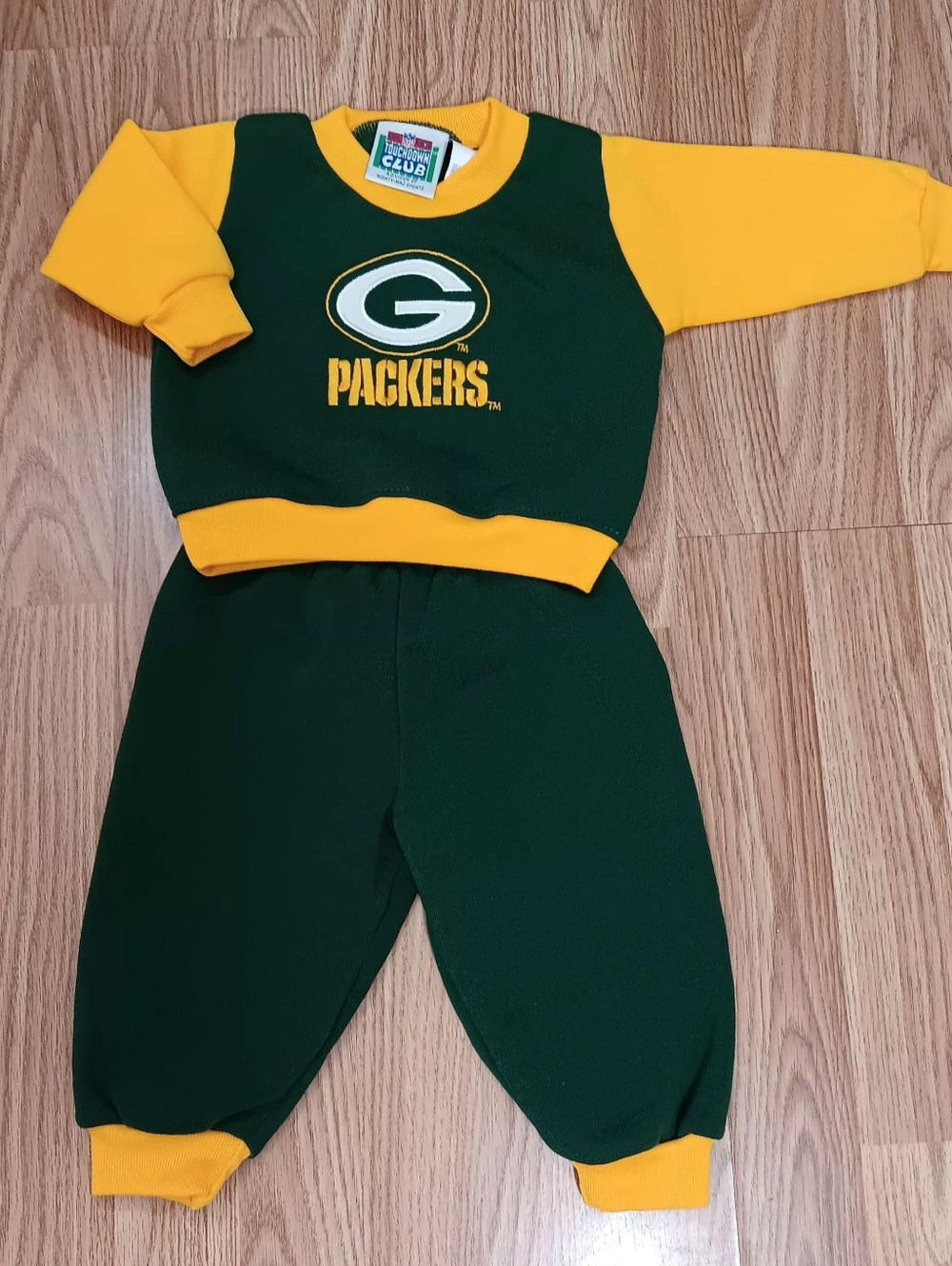 VTG 90s Green Bay Packers NFL Kids Touchdown Club Fleece Sweat Suit Set Rare